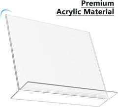 MaxGear Acrylic Sign Holder 8.5x11 Inches Horizontal 6 Pack, Vertical Standing Clear Table Flyer Menu Holders, Double Sided Plastic Display Stand Paper Frames for Office, Store, Restaurants, Landscape
