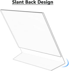 MaxGear Acrylic Sign Holder 8.5x11 Inches Horizontal 6 Pack, Slant Back Clear Flyer Menu Holder Table Top Plastic Display Stands Paper Frames for Office, Store, Restaurants, Landscape