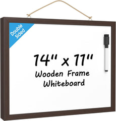 MaxGear Small White Board 11"x14" Double-Sided Dry Erase Board for Wall Magnetic Hanging Whiteboard Vintage Wooden Framed for School Room Office