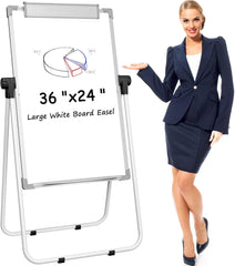MaxGear Easel Whiteboard Dry Erase Board with Stand 36" x 24" Magnetic Portable White Boards Large Double Sided White Board with Stand Height Adjustable for Flip Chart Home Office School