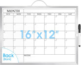 MaxGear Whiteboard Calendar for Wall, 16"x12" Monthly Whiteboard, Silver Aluminum Alloy Framed Small Dry Erase Board with Handle, for Students - Planning, Drawing, Memo, to Do List