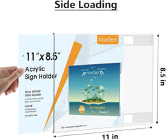 MaxGear Acrylic Sign Holder 8.5x11 with Double-Sided Tape, 3 Pack Clear Plastic Door Wall Mount Sign Holder, Document Flyer Poster Paper Acrylic Wall Frame for Office, Home, Store, Restaurant
