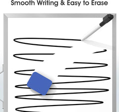 MaxGear Dry Erase Board for Wall, 16"x12" Hanging Whiteboard, Double Sided Small White Board with Handle, Silver Aluminum Alloy Frame Horizontal Whiteboard for Students Planning, Drawing, Memo