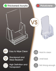 MaxGear 4x9 inch Brochure Holder, 2 Pack Acrylic Display Stand with Business Card Slot, Countertop Literature, Flyer, Trifold, Pamphlet, Booklet Menu Organizer