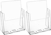 MaxGear Acrylic Brochure Holder 8.5x11 inch, Clear Plastic Literature Holder for Flyers, Pamphlets, Magazines and Booklets, Countertop or Wall Mount Use, Acrylic Display Stand for Office, 2 Pack