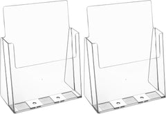 MaxGear Acrylic Brochure Holder 8.5x11 inch, Clear Plastic Literature Holder for Flyers, Pamphlets, Magazines and Booklets, Countertop or Wall Mount Use, Acrylic Display Stand for Office, 2 Pack