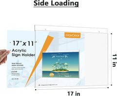MaxGear Wall Mount Sign Holder 11 x 17 Inch, Clear Plastic Picture Frames with Mounting Screws, Door Sign Holders and Document Display Frame for Home, Office, Store, Landscape, 3 Pack