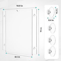 MaxGear Acrylic Sign Holder 8.5x11" with Suction Cup and Screws for Windows and Walls, Clear Plastic Window Glass Door Wall Mount Sign Holder Picture Frame for Flyer Poster Document Paper, 6 Pack