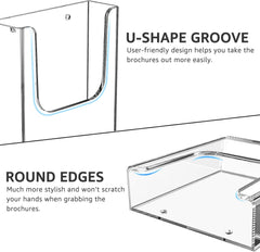 MaxGear Brochure Holder 4x9 inch Acrylic Literature Display Stand Clear Plastic Flyer Holder Wall Mount or Countertop Use for Pamphlets, Booklets, 3 Pack