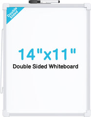 MaxGear Small Dry Erase Board, 14"x11" Double Sided Hanging Whiteboard for Wall, Mini White Board with a Black Dry Erase Marker, Portable Whiteboard for Planning Learning Writing Drawing Memo