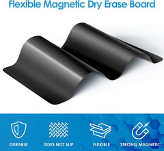 MaxGear Magnetic Black Dry Erase Board Sheet for Refrigerator, 16"x12" Fridge Magnetic Whiteboard for Kitchen, Fridge Shopping List for Family Planner and Grocery List, 4 Chalk Markers