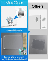 MaxGear 16"x12" Acrylic Dry Erase Board, Clear Magnetic Fridge WhiteBoard Mini Acrylic Memo Notepad for Refridgerator, Kitchen Menu Board Meal Schedule Planner, Include 4 Markers, 1 Cloth