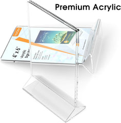 MaxGear Acrylic Sign Holder Table Card Display 4 X 6 inches Clear Sign Display Holder Plastic Table Menu Stand Double Sided Ad Picture Frame for Office, Home, Store, Restaurant, 6 Pack