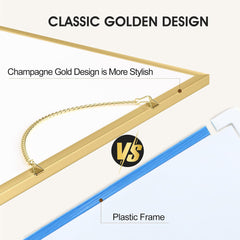 MaxGear Dry Erase Board for Wall, Gold Aluminum Frame, 16" x 12" Small Hanging White Board with a Black Marker, Portable Small Double Sided Whiteboard for Planning, Drawing, Memo, to Do List