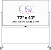 MaxGear Large Rolling Whiteboard on Wheels, 72" x 40" Big Mobile White Board, Double Sided Dry Erase Board with Aluminium Frame and Magnetic Surface for Office, School