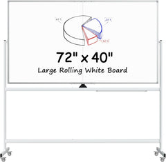 MaxGear Large Rolling Whiteboard on Wheels, 72" x 40" Big Mobile White Board, Double Sided Dry Erase Board with Aluminium Frame and Magnetic Surface for Office, School