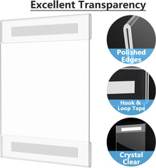 MaxGear Acrylic Wall Sign Holder 8.5x11 with Hook and Loop Strips Double Sided Tape, Clear Plastic Wall Mount Sign Holder Plexiglass Poster Paper Frame for Office, Store, Home, Restaurant, 2 Pack