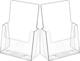 MaxGear Acrylic Brochure Holder 6 x 9 Inches, Clear Plastic Countertop Literature Holders, Bi-fold Flyer Display Stand for Pamphlets, Booklets, Magazines, Menus, Multi Purpose Organizer, 2 Pack