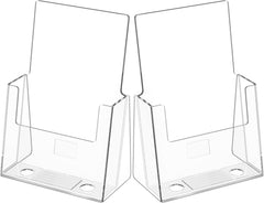 MaxGear Acrylic Brochure Holder 6 x 9 Inches, Clear Plastic Countertop Literature Holders, Bi-fold Flyer Display Stand for Pamphlets, Booklets, Magazines, Menus, Multi Purpose Organizer, 2 Pack