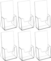 MaxGear Acrylic Brochure Holder 4 Inch, Clear Plastic Countertop Literature Holders, Trifold Flyer Display Stand for Pamphlets, Booklets, Magazines, Menus, Multi Purpose Organizer For Office, 6 Pack