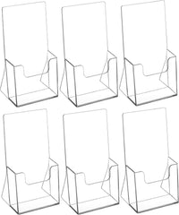 MaxGear Acrylic Brochure Holder 4 Inch, Clear Plastic Countertop Literature Holders, Trifold Flyer Display Stand for Pamphlets, Booklets, Magazines, Menus, Multi Purpose Organizer For Office, 6 Pack
