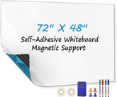 MaxGear Large White Board 72“x48” with Self-Adhesive Backing, Big Dry Erase Board for Wall, Whiteboard Sticker Wallpaper with 4 Markers, 1 Holder, 1 Eraser, 4 Magnets, and 3 Tapes, 6' x 4'
