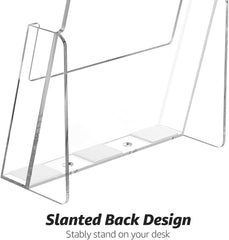 MaxGear Acrylic Brochure Holder 8.5x11 inch, Clear Plastic Literature Holder for Flyers, Pamphlets, Magazines and Booklets, Countertop or Wall Mount Use, Acrylic Display Stand for Office, 2 Pack