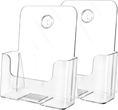 MaxGear Clear Acrylic Brochure Holder 8.5x11 Inch - Desk/Wall Mount, 2-Pack
