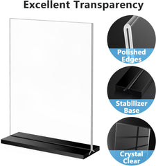 MaxGear Acrylic Sign Holder 8.5x11 Vertical, 2 Pack Double Sided Clear Display Stand, Table Paper Holder, Plastic Menu Flyer Stand, Plastic Sign Frame for Stores, Restaurants, Hotels, Office