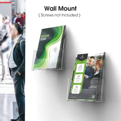 MaxGear Clear Acrylic Brochure Holder 8.5x11 Inch - Desk/Wall Mount, 2-Pack
