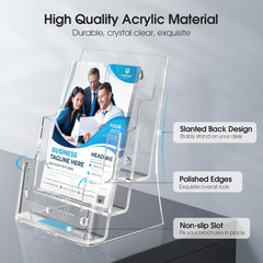 MaxGear Brochure Holder 3 Tier 8.5x11 inch with Removable Divider for 4x9 inch Acrylic Literature Display Stand Clear Plastic Flyer Holder Wall Mount or Countertop Use for Pamphlets, Booklets, 1 Pack
