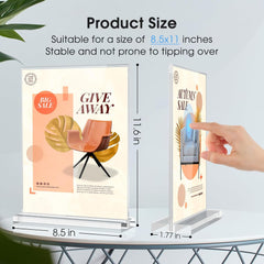 MaxGear Acrylic Sign Holder 8.5 X 11 Inches 2 Pack, Double Sided Plastic Display Stands Table Top Acrylic Frame, Clear Paper Holder Menu Flyer Stand for Stores, Restaurants, Hotels, Office