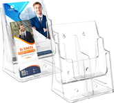MaxGear Brochure Holder 2 Tier 8.5x11 inch with Removable Divider for 4x9 inch Acrylic Literature Display Stand Clear Plastic Flyer Holder Wall Mount or Countertop Use for Pamphlets, Booklets, 2 Pack