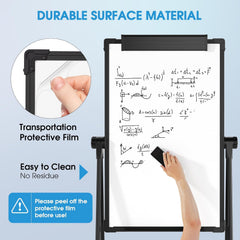 MaxGear Large White Board with Stand, 36" x 24" Double Sided Big Easel Whiteboard A-Stand Dry Erase Board Height Adjustable Flip Chart for School,Classroom,Office, Black Aluminum Alloy Frame