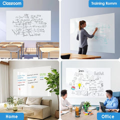 MaxGear Large White Board 72“x48” with Self-Adhesive Backing, Big Dry Erase Board for Wall, Whiteboard Sticker Wallpaper with 4 Markers, 1 Holder, 1 Eraser, 4 Magnets, and 3 Tapes, 6' x 4'