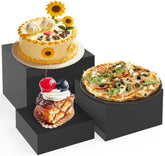 MaxGear Buffet Risers Acrylic Food Display Stands for Party, Buffet Table, Catering, Figures, Dessert Cube Boxes with Hollow Bottoms 3 Pcs, 6"x7"x8", Black