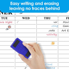 MaxGear White Board 36"x24" Weekly & 16"x24" Monthly Dry Erase Board Dry Erase Calendar Adhesive Calendar Whiteboard for Wall, Office, Conference Room, Classroom, Home, 1 Eraser, 4 Markers, 4 Magnets
