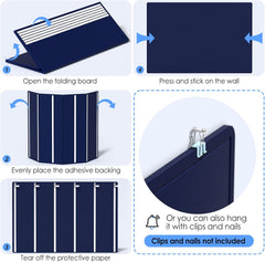 MaxGear Extra Large Bulletin Board 72" x 48", Foldable Felt Board Vision Board Supplies, Cork Board for Office, Home, School, Small Pin Boards for Walls Decorative Display Board Dark Blue