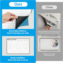 MaxGear White Board 36"x24" Weekly & 16"x24" Monthly Dry Erase Board Dry Erase Calendar Adhesive Calendar Whiteboard for Wall, Office, Conference Room, Classroom, Home, 1 Eraser, 4 Markers, 4 Magnets