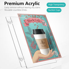 MaxGear Acrylic Sign Holder 8.5x11" with Suction Cup and Screws for Windows and Walls, Clear Plastic Window Glass Door Wall Mount Sign Holder Picture Frame for Flyer Poster Document Paper, 6 Pack