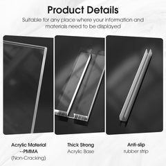 MaxGear Acrylic Sign Holder 8.5 X 11 Inches 2 Pack, Double Sided Plastic Display Stands Table Top Acrylic Frame, Clear Paper Holder Menu Flyer Stand for Stores, Restaurants, Hotels, Office