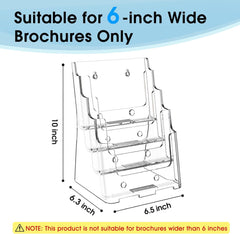 MaxGear Brochure Holder 4 Tier 6x9 inch Acrylic Literature Display Stand Clear Plastic Flyer Holder Wall Mount or Countertop Use for Pamphlets, Booklets, 1 Pack