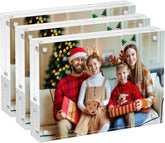 MaxGear 4x6 Acrylic Picture Frames 3 Pack, Double-Sided Clear Frameless for Picture Display, 20mm Thicker Freestanding Transparent Lucite Frames for Desktop, with Magnetic Closure