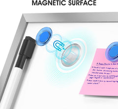 MaxGear Dry Erase Board for Wall, 16"x12" Hanging Whiteboard, Double Sided Small White Board with Handle, Silver Aluminum Alloy Frame Horizontal Whiteboard for Students Planning, Drawing, Memo