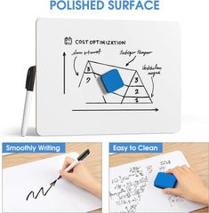 MaxGear Small White Board 12 Pack Dry Erase Boards, 9''x 12'' Mini Whiteboard Double Sided Portable Whiteboards for Students and Teachers School Supplies Lapboards Including 12 Markers and 12 Erasers