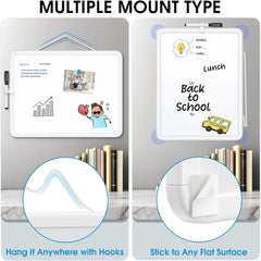 MaxGear Small White Board for Wall, 16"x 12" Double-Sided Magnetic Hanging Dry Erase Board with a Black Marker, Portable Whiteboard for Planning, Drawing, Memo, to Do List