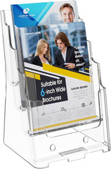 MaxGear Brochure Holder 4 Tier 6x9 inch Acrylic Literature Display Stand Clear Plastic Flyer Holder Wall Mount or Countertop Use for Pamphlets, Booklets, 1 Pack