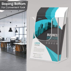MaxGear Brochure Holder 8.5x11 inch Acrylic Literature Display Stand Clear Plastic Flyer Holder Wall Mount or Countertop Use for Pamphlets, Booklets, 4 Pack