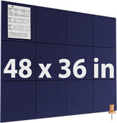 MaxGear Large Cork Board for Wall 47" x 35" Dark Blue Bulletin Board, 12 Pack Felt Wall Tiles with Pushpins, Cork Boards for Office Pin Board Tack Board for Photo Meno Decor