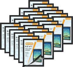 MaxGear Wall Mount Sign Holder 8.5 x 11, Self Adhesive Magnetic Display Picture Frames with Strong Magentic Border and Clear PVC, Document Poster Paper Wall Sign Holder for Home Office Store, 24 Pack